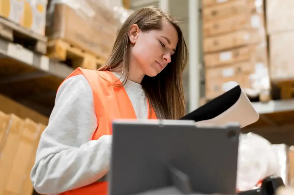 Mujer analizando nuevas estrategias de gestión de inventario